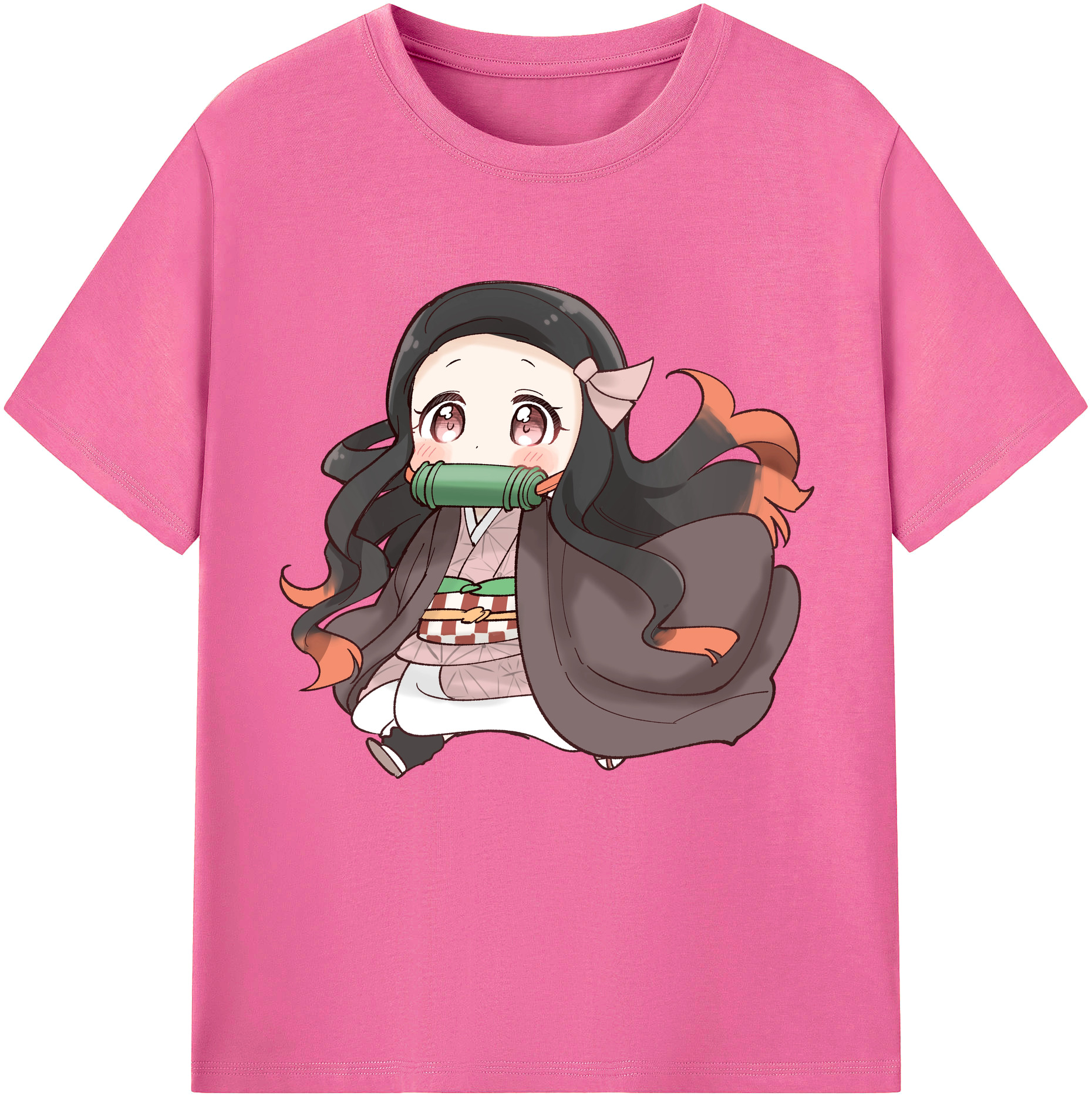 （画像用） 鬼滅の刃（きめつのやいば）竈門 禰󠄀豆子／かまど ねずこ Kamado Nezuko レディースカジュアルプリントTシャツ（綿100％）